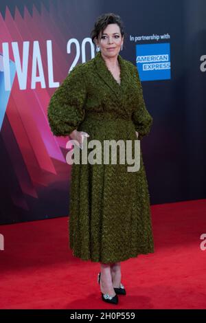 London, England am 13. Oktober 2021. Olivia Coleman bei der Premiere von The Lost Daughter im Rahmen des 65. BFI London Film Festival in der Royal Festival Hall in London, England am 13. Oktober 2021. Foto von Aurore Marechal/ABACAPRESS.COM Stockfoto