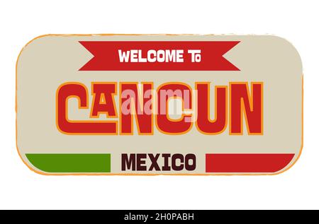 Willkommen bei Cancun Mexiko Vektor-Illustration auf weißem Hintergrund Stock Vektor