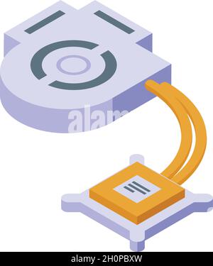 Notebook Reparatur Prozessor Symbol isometrischer Vektor. Mobiler Service. Gerät reparieren Stock Vektor
