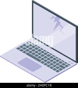 Korrektur des isometrischen Vektors für das Symbol des Laptop-Bildschirms. Reparaturservice. Mobiler Service Stock Vektor