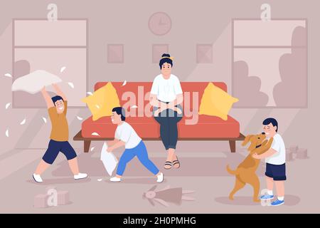 Stress der Elternschaft flache Farbe Vektor-Illustration Stock Vektor