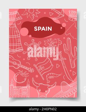 spanien Land Nation mit Doodle-Stil für Vorlage von Bannern, Flyer, Bücher und Magazin Cover Vektor Illustration Stockfoto