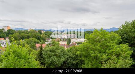 Landschaft um Kempten, die größte Stadt von Allgäu in Schwaben, Bayern, Deutschland Stockfoto