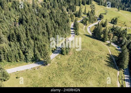 Oberjoch-Passstraße bei Bad Oberdorf, Allgau, Deutschland Stockfoto