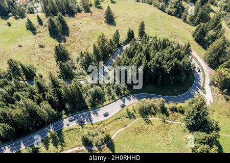 Oberjoch-Passstraße bei Bad Oberdorf, Allgau, Deutschland Stockfoto