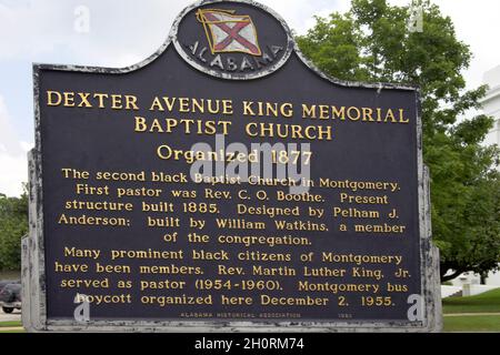 dexter Avenue baptist Kirche, in der martin luther King montgomery alabama predigte Stockfoto