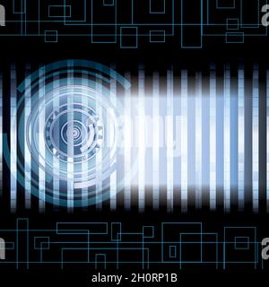 Blauer abstrakter technischer Hintergrund auf schwarzem Hintergrund Stock Vektor