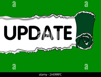 Zerrissene Poster grungen Texturhintergrund mit dem Text Update. Plakat mit Papierhintergrund. Stock Vektor
