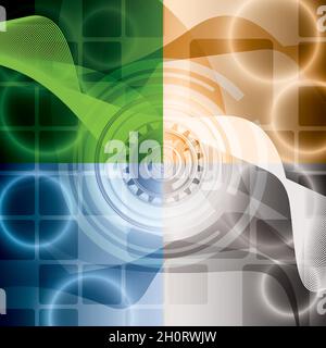 Abstrakt Tech mehrfarbigen Metall Hintergrund Stock Vektor