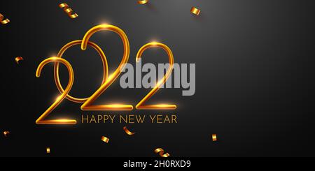 2022 Frohes Neues Jahr Hintergrunddesign. Grußkarte, Banner, Poster. Vektorgrafik. Stock Vektor