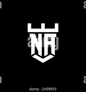 NA-Logo Initial Monogramm mit Burg Form Stil Design-Vorlage in schwarzem Hintergrund isoliert Stock Vektor