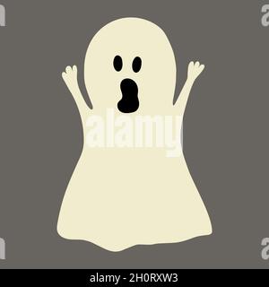 Gruseliges Ghost Sheet auf grauem Hintergrund isoliert Stock Vektor