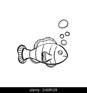 Handgezeichnete Clown-Fisch-Illustration im Doodle-Stil Stock Vektor