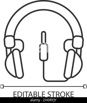Lineares Symbol für umlaufendem Headset mit Kabel Stock Vektor