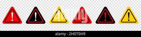 Warnschild „Achtung“. Dreieckige Warnsymbole, Symbolsatz. Vektordarstellung auf transparentem Hintergrund isoliert Stock Vektor