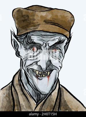 Eine gruselige Illustration des Vampirs nosferatu Stockfoto
