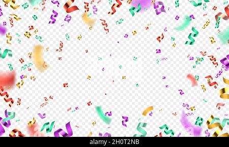 Bunte 3d Konfetti Explosion, Party oder Karneval Hintergrund. Realistisch fallende Glitzer-Serpentin. Geburtstagsfeier Vektor Dekoration Stock Vektor