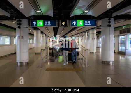 Lo Wu, Hongkong - 05. Februar 2019 : der Hafen Lo Wu (Luohu) ist ein Hafen der Einfahrt zwischen dem chinesischen Festland und Hongkong, der sich im Bezirk Luohu befindet Stockfoto