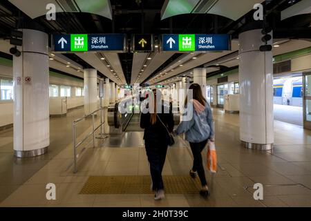 Lo Wu, Hongkong - 05. Februar 2019 : der Hafen Lo Wu (Luohu) ist ein Hafen der Einfahrt zwischen dem chinesischen Festland und Hongkong, der sich im Bezirk Luohu befindet Stockfoto