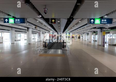 Lo Wu, Hongkong - 05. Februar 2019 : der Hafen Lo Wu (Luohu) ist ein Hafen der Einfahrt zwischen dem chinesischen Festland und Hongkong, der sich im Bezirk Luohu befindet Stockfoto