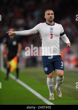 England gegen Ungarn – FIFA Fußball-Weltmeisterschaft 2022 – Europameisterschaft – Gruppe I – Wembley-Stadion der englische Fußballnationalmannschaft Luke Shaw während des Spiels im Wembley-Stadion. Bildnachweis : © Mark Pain / Alamy Live News Stockfoto