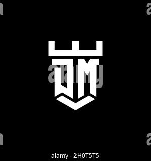 DM-Logo Initial Monogramm mit Burg Form Stil Design-Vorlage in schwarzem Hintergrund isoliert Stock Vektor