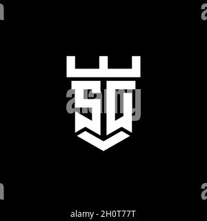 SD-Logo Initial Monogramm mit Burg Form Stil Design-Vorlage in schwarzem Hintergrund isoliert Stock Vektor SD-Logo Initial Monogramm mit Burg Form Stil Design-Vorlage in schwarzem Hintergrund isoliert Stock Vektor