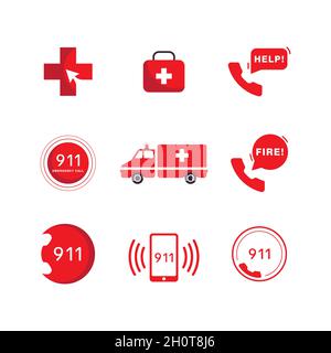 911 Emergency Vector Icon Design Illustration Template Stockfoto