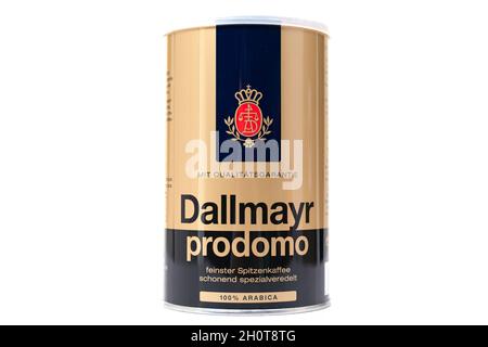 MINSK, WEISSRUSSLAND - 14. Okt 2021: Kaffeedose DALMAYR PRODOMO Stockfoto