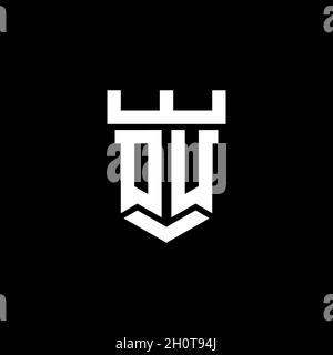OU Logo Initial Monogramm mit Burg Form Stil Design-Vorlage in schwarzem Hintergrund isoliert Stock Vektor