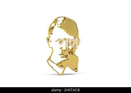 Goldenes nazismus-Symbol auf weißem Hintergrund isoliert - 3D-Rendering Stockfoto