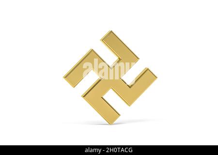 Goldenes nazismus-Symbol auf weißem Hintergrund isoliert - 3D-Rendering Stockfoto