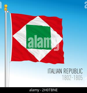 Historische Flagge der Italienischen Republik, 1802 - 1805, Italien, Vektorgrafik Stock Vektor