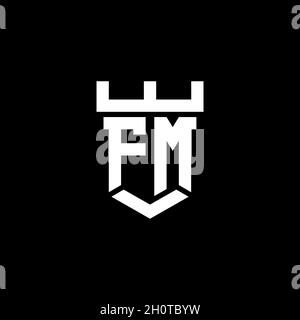 FM-Logo Initial Monogramm mit Burg Form Stil Design-Vorlage in schwarzem Hintergrund isoliert Stock Vektor