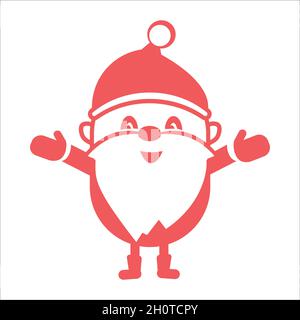 Rotes flaches Weihnachtsmann-Symbol. Vektorgrafik. Stock Vektor