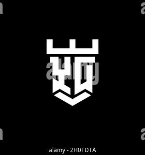 YD-Logo anfängliches Monogramm mit Burg Form Stil Design-Vorlage isoliert auf schwarzem Hintergrund Stock Vektor