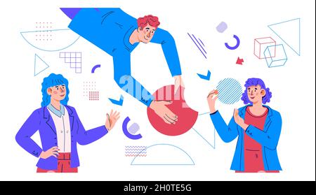 Business Collaboration und effiziente gemeinsame Arbeit des Geschäftsteams, Vektor. Stock Vektor