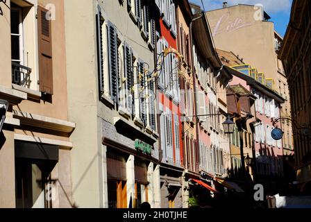 Alte Häuser in Vevey, Schweiz Stockfoto