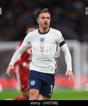 England gegen Ungarn - FIFA Fußball-Weltmeisterschaft 2022 - Europameisterschaft - Gruppe I - Wembley-Stadion Jack Grealish, Englands Spielerin, während des Spiels im Wembley-Stadion. Bildnachweis : © Mark Pain / Alamy Live News Stockfoto