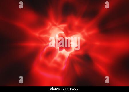 Abstrakter Sci-Fi-roter Tunnelhintergrund. 3d-Rendering. Stockfoto