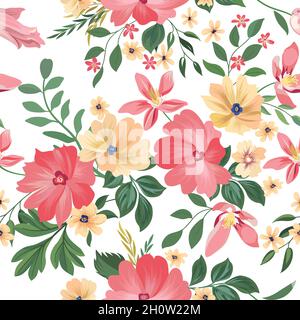 Nahtlose Blumenmuster. Blumen Hintergrund. Floral nahtlose Textur mit Blumen. Gedeihen gekachelte Hintergrundbilder Stock Vektor