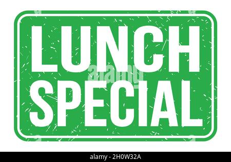 LUNCH SPECIAL, Worte auf grünes Rechteck-Stempelschild geschrieben Stockfoto