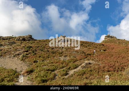 Lynton Devon, Großbritannien:29. September 2021:The Valley of Rocks in der Nähe von Lynton, Devon im Exmoor National Park. Stockfoto