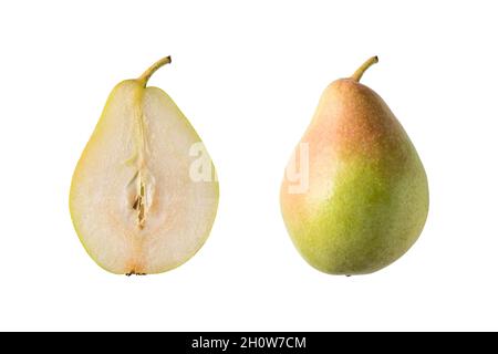Birne isoliert auf weißem Hintergrund. Hintergrund der Speisen. Stockfoto