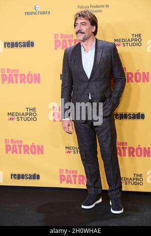 Madrid, Spanien. , . Javier Bardem nimmt am 14. Oktober 2021 an der Premiere von „El Buen Patron (The Good Boss)“ im Callao Cinema in Madrid Teil. Quelle: MPG/Alamy Live News Stockfoto