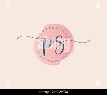Feminines PS-Logo. Verwendbar für Natur, Salon, Spa, Kosmetik und Beauty Logos. Flaches Vektor-Logo-Design-Template-Element. Stock Vektor