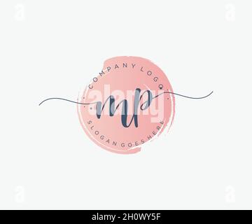 Feminines MP-Logo. Verwendbar für Natur, Salon, Spa, Kosmetik und Beauty Logos. Flaches Vektor-Logo-Design-Template-Element. Stock Vektor