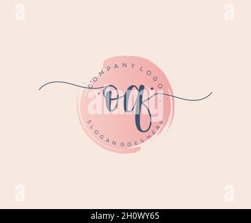 OQOQ feminines Logo. Verwendbar für Natur, Salon, Spa, Kosmetik und Beauty Logos. Flaches Vektor-Logo-Design-Template-Element. Stock Vektor