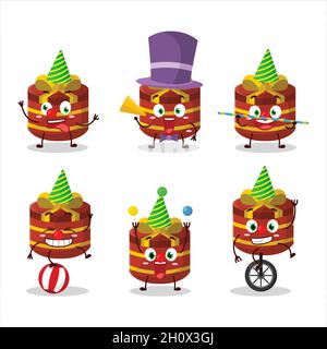Cartoon-Charakter der roten runden Geschenk mit verschiedenen Zirkus-Shows. Vektorgrafik Stock Vektor