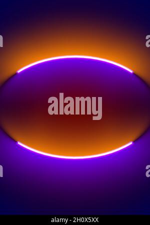 Neon Beleuchtung Hintergrund in Halloween-Stil. Abstrakte 80er oder Synthwave-Kulisse mit orangefarbener und violetter Lampe auf der Tapete Stock Vektor